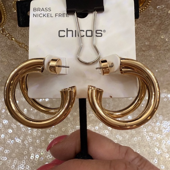 NWT Chico’s Animal double-sided long layering Necklace with earrings - Picture 4 of 11